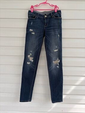 White House Black Market Dark Blue Distressed Skinny Jeans